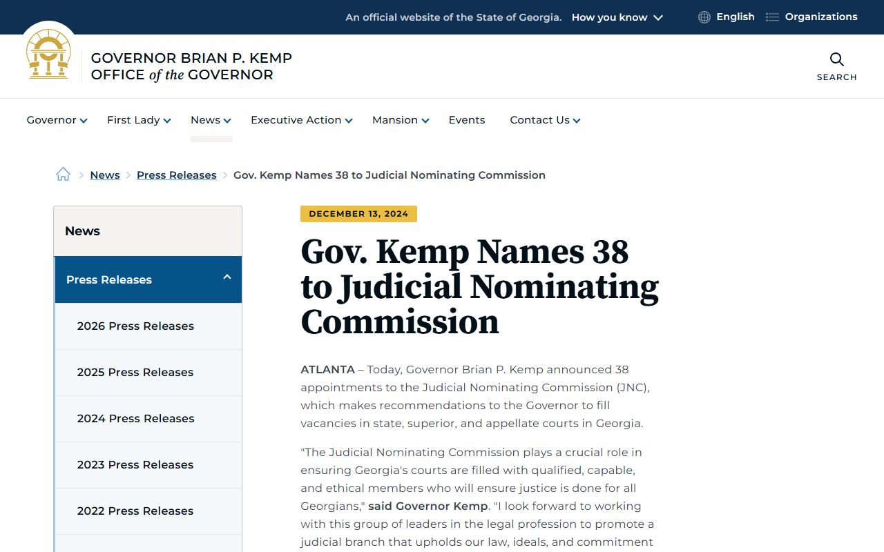 Pierce County court dockets Georgia judicial nominating source