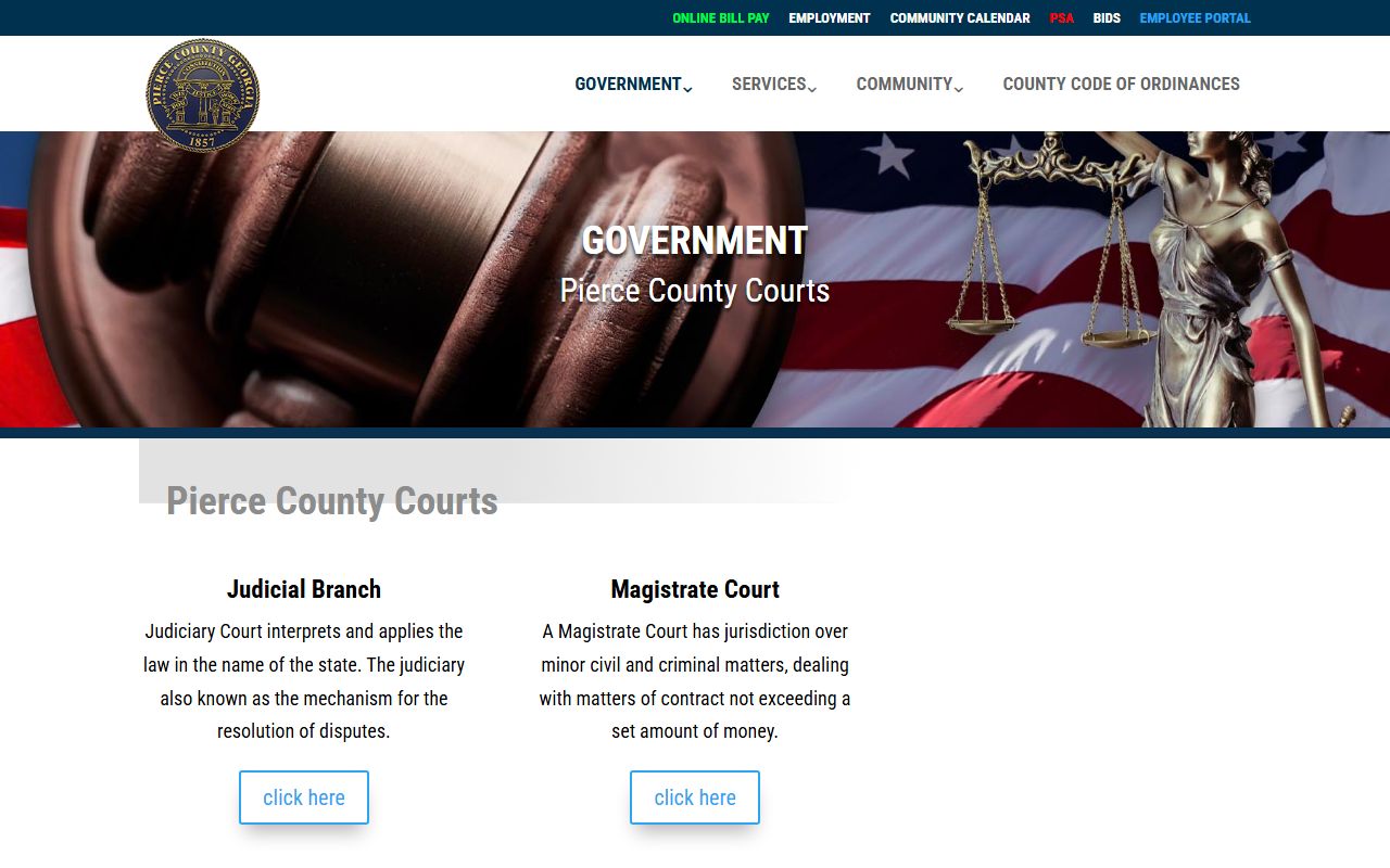 Pierce County court records court-type landing page