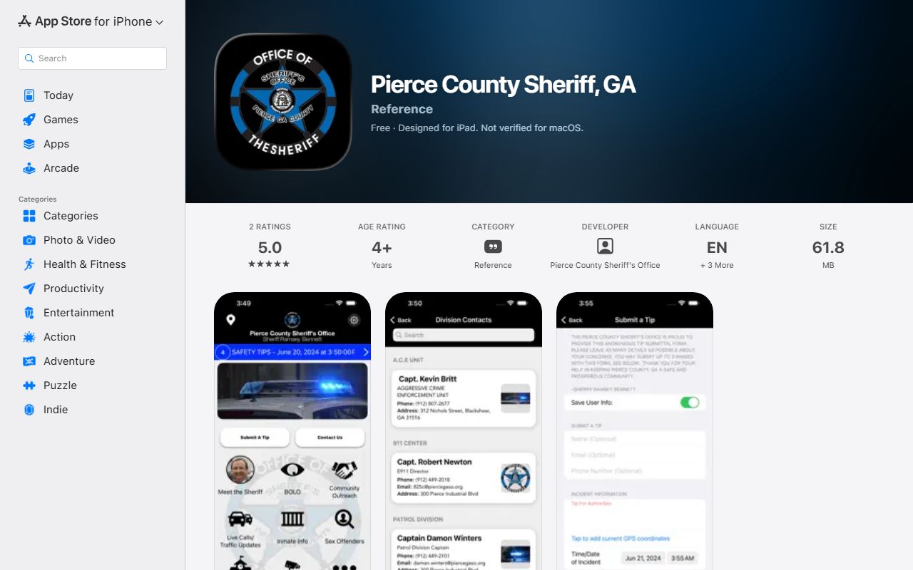 Pierce County inmate records sheriff iOS app
