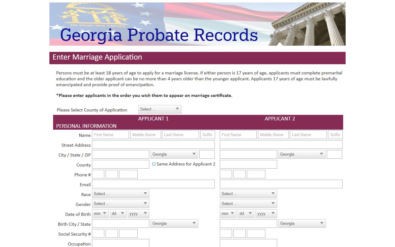 Pierce County marriage records online application