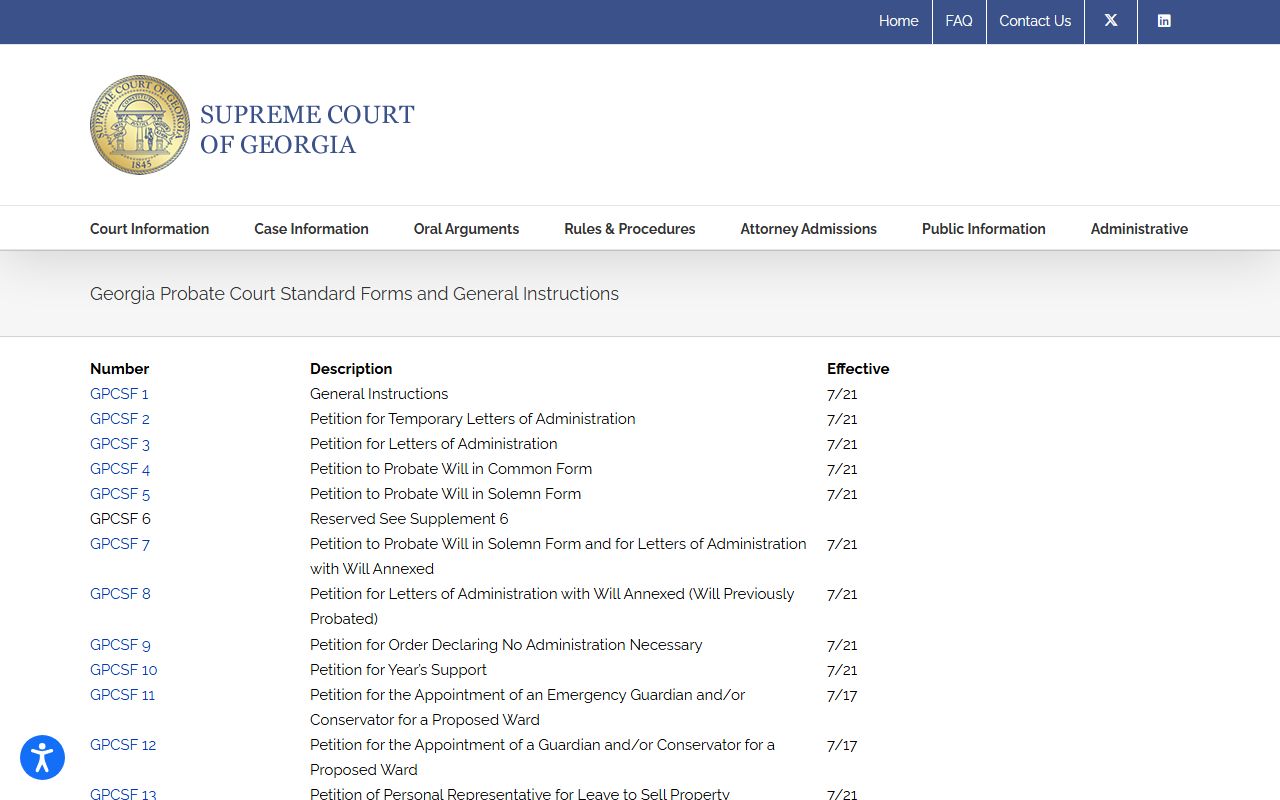 Pierce County probate records standard forms
