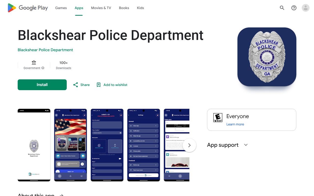 Pierce County warrant records Blackshear Police Android app